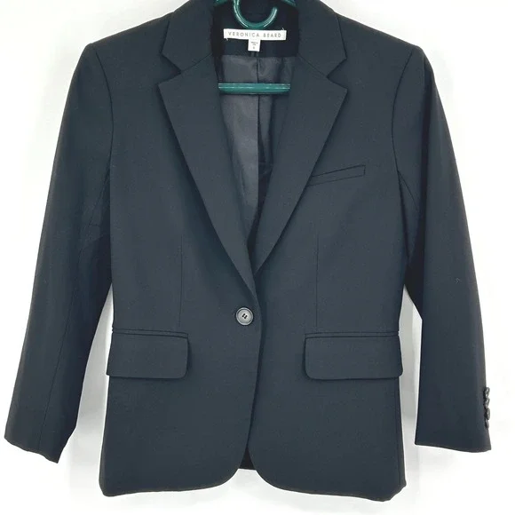 Veronica Beard Classic Dickey Jacket Wms Blazer Size 0 Black Virgin Wool Single - Picture 1 of 8